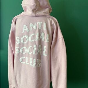 Anti Social Social Club Pink Hoodie with White Logo